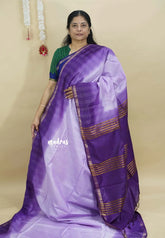 Pastel Purple- Sithara - Semi tussar with gradient border and silver thread weaving body
